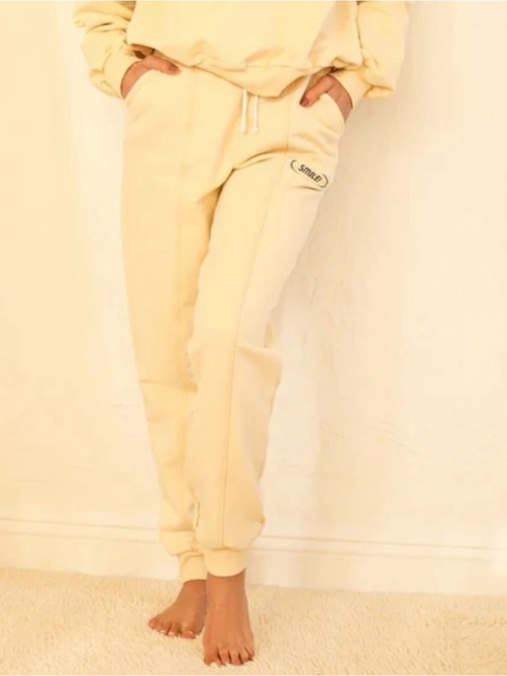 Dippin' Daisys Pale Butter Yellow 100% Cotton Sweatpants Joggers Women’s XS